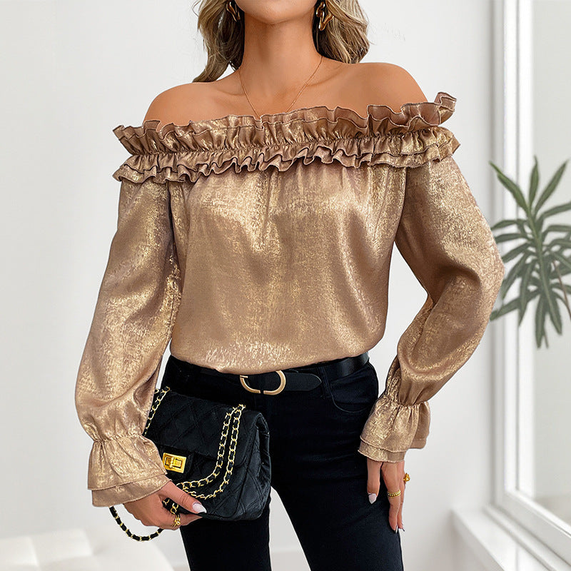Off-shoulder Golden Shirt